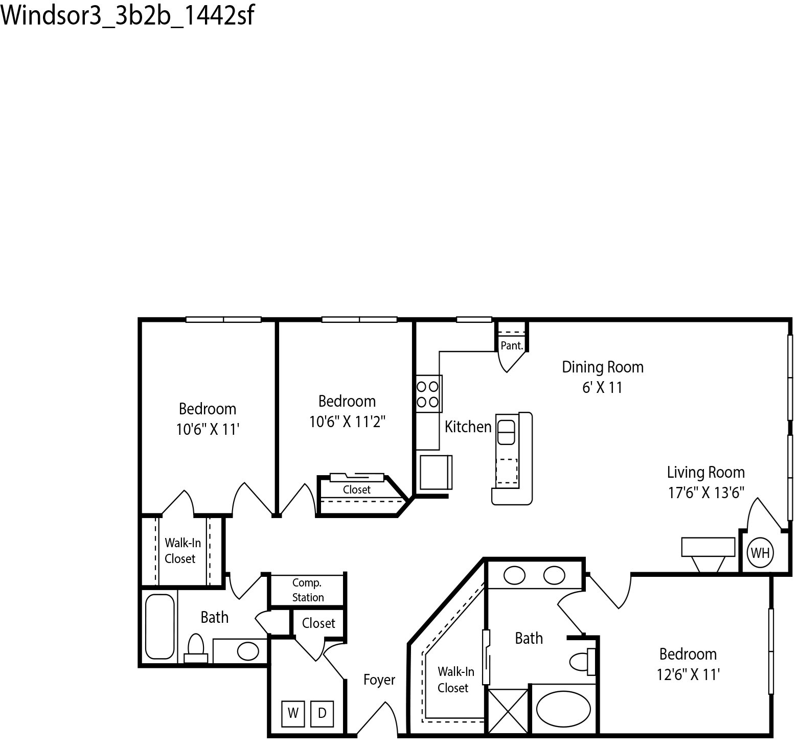 Windsor3 3bed 2bath 1442sqft Windsor3 3bed 2bath 1442sqft